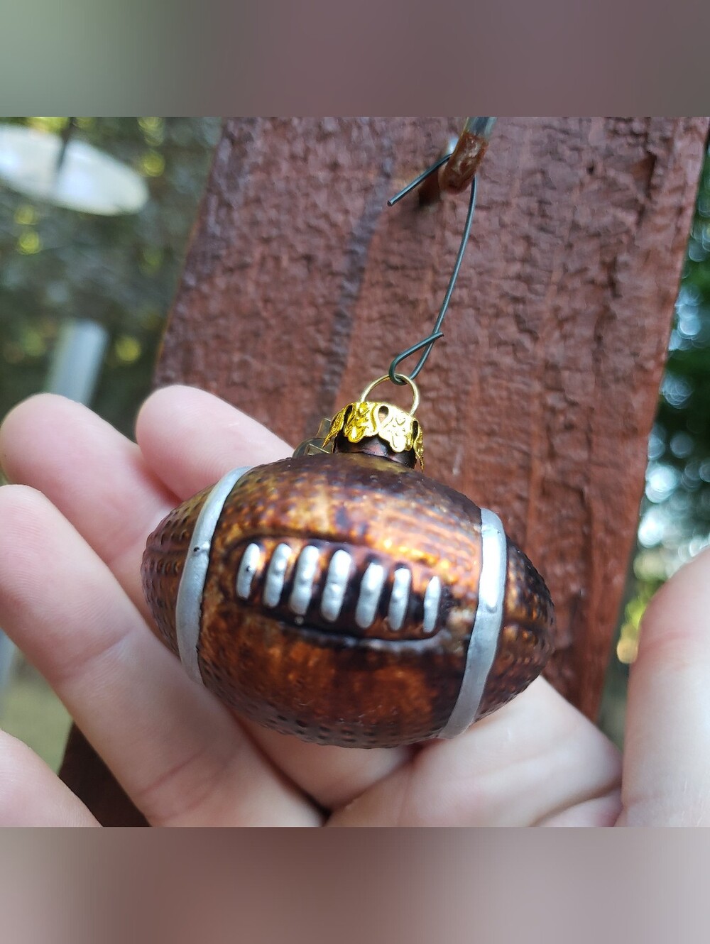 (1) Vintage Dept 56 Mini Football Hanging Christmas Ornament